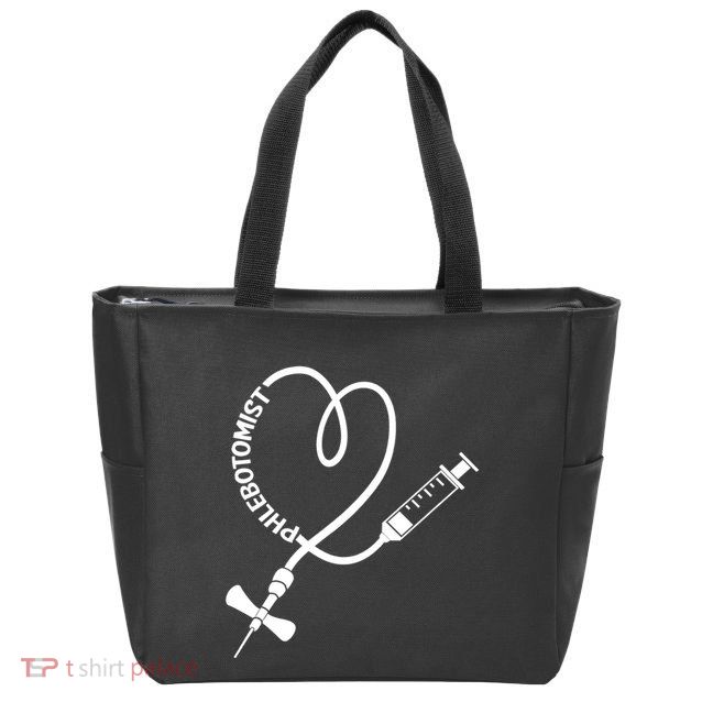 Phlebotomy Technician Phlebotomist Blood Nurse Heart Zip Tote Bag