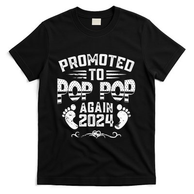 Promoted To Pop Pop Again 2024 Funny Pregnancy Announcement T-Shirt