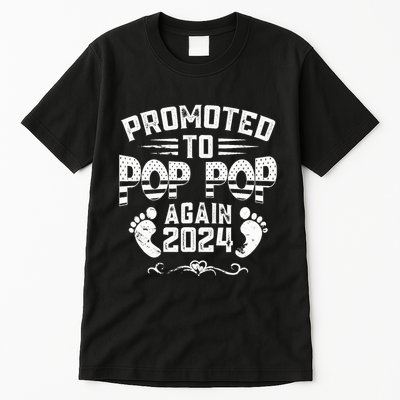 Promoted To Pop Pop Again 2024 Funny Pregnancy Announcement Tall T-Shirt