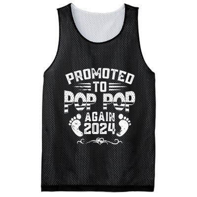 Promoted To Pop Pop Again 2024 Funny Pregnancy Announcement Mesh Reversible Basketball Jersey Tank