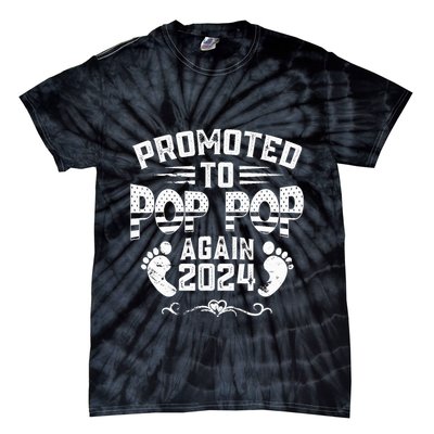 Promoted To Pop Pop Again 2024 Funny Pregnancy Announcement Tie-Dye T-Shirt