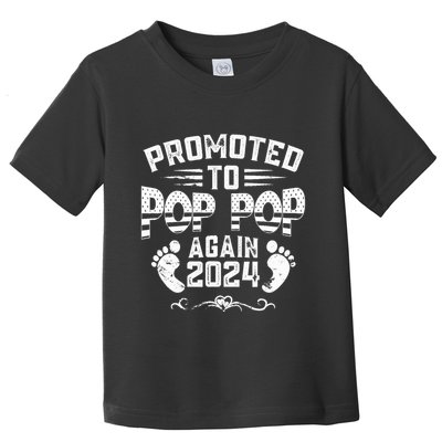 Promoted To Pop Pop Again 2024 Funny Pregnancy Announcement Toddler T-Shirt