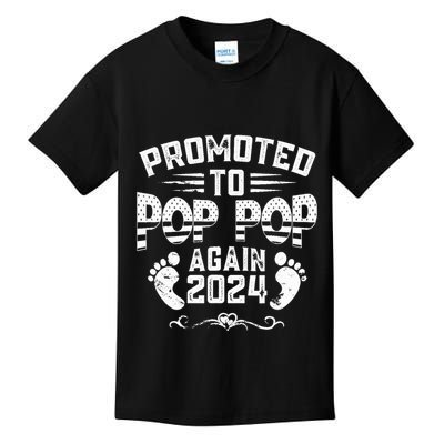 Promoted To Pop Pop Again 2024 Funny Pregnancy Announcement Kids T-Shirt