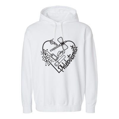 Phlebotomy Technician Phlebotomist Love Heart Garment-Dyed Fleece Hoodie