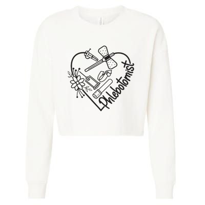 Phlebotomy Technician Phlebotomist Love Heart Cropped Pullover Crew