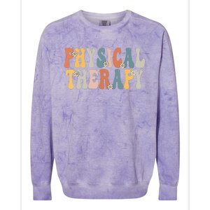 Physical Therapy Physical Therapist Pt Month Groovy Retro Colorblast Crewneck Sweatshirt