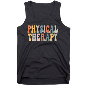 Physical Therapy Physical Therapist Pt Month Groovy Retro Tank Top