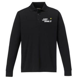 Pickleball Tshirts Pickleball Shirt Just Dink It Performance Long Sleeve Polo