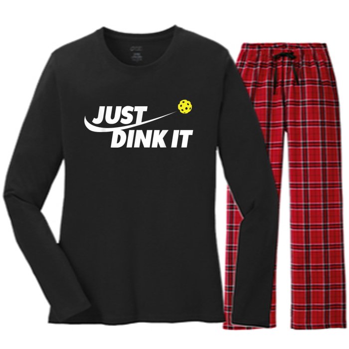 Pickleball Tshirts Pickleball Shirt Just Dink It Women's Long Sleeve Flannel Pajama Set 