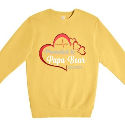 Promote To Papa Bear 2024 Funny Papa Bear Gift Premium Crewneck Sweatshirt