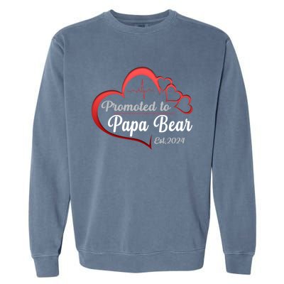 Promote To Papa Bear 2024 Funny Papa Bear Gift Garment-Dyed Sweatshirt