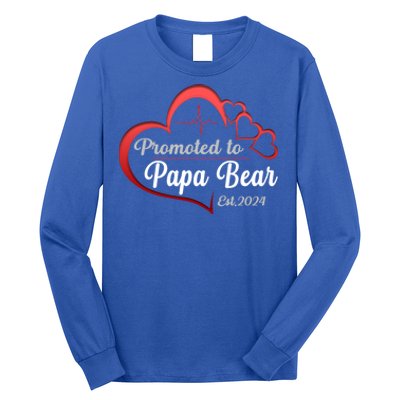 Promote To Papa Bear 2024 Funny Papa Bear Gift Long Sleeve Shirt