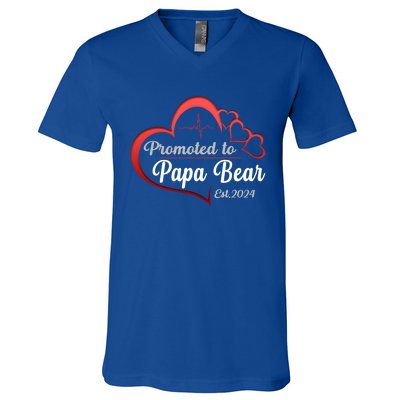 Promote To Papa Bear 2024 Funny Papa Bear Gift V-Neck T-Shirt