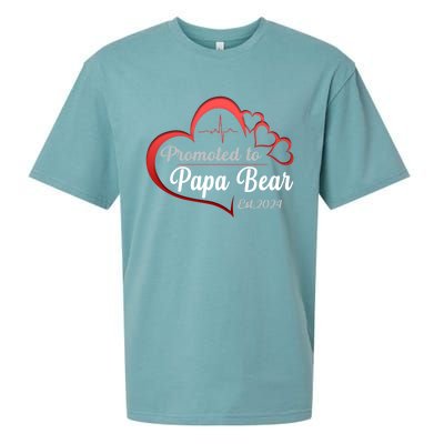 Promote To Papa Bear 2024 Funny Papa Bear Gift Sueded Cloud Jersey T-Shirt