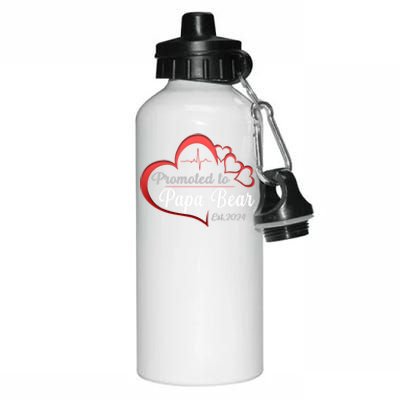 Promote To Papa Bear 2024 Funny Papa Bear Gift Aluminum Water Bottle 