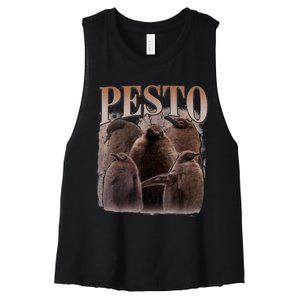 Pesto The Penguin More To Love Absolute Unit Viral Meme Women's Racerback Cropped Tank