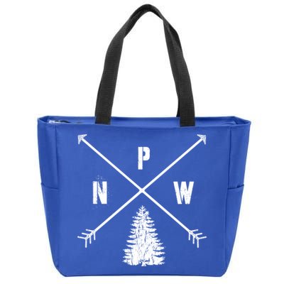 Pine Tree Pacific Northwest Pnw Arrows Fun Gift Zip Tote Bag