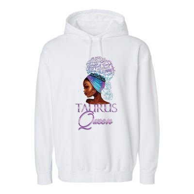 Purple Taurus Queen African American Woman April May Zodiac Garment-Dyed Fleece Hoodie