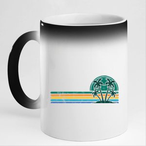 Palm Trees Retro Beach Summer 11oz Black Color Changing Mug