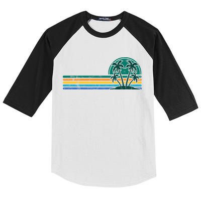 Palm Trees Retro Beach Summer Kids Colorblock Raglan Jersey