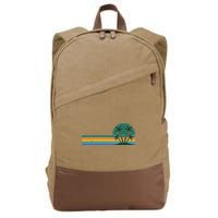 Palm Trees Retro Beach Summer Cotton Canvas Backpack