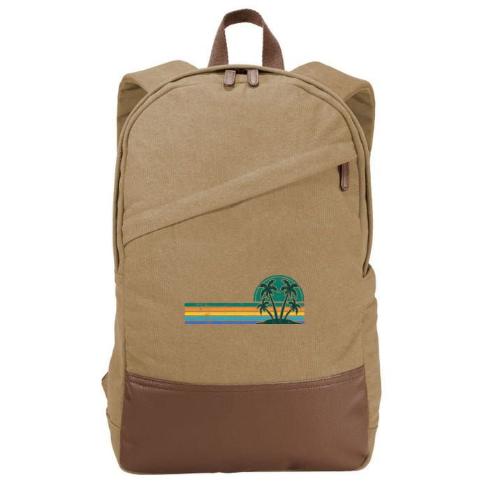 Palm Trees Retro Beach Summer Cotton Canvas Backpack