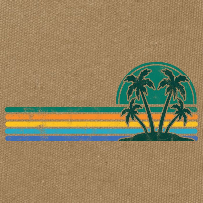 Palm Trees Retro Beach Summer Cotton Canvas Backpack