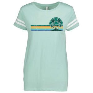 Palm Trees Retro Beach Summer Enza Ladies Jersey Football T-Shirt