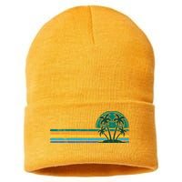 Palm Trees Retro Beach Summer Sustainable Knit Beanie