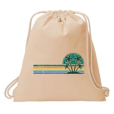 Palm Trees Retro Beach Summer Drawstring Bag