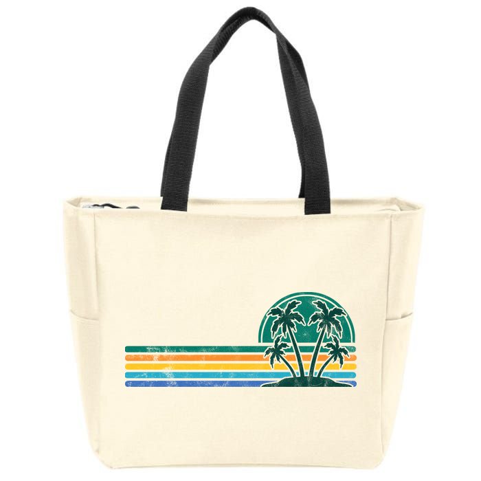 Palm Trees Retro Beach Summer Zip Tote Bag