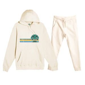 Palm Trees Retro Beach Summer Premium Hooded Sweatsuit Set