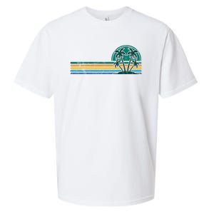 Palm Trees Retro Beach Summer Sueded Cloud Jersey T-Shirt