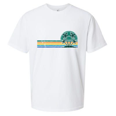 Palm Trees Retro Beach Summer Sueded Cloud Jersey T-Shirt