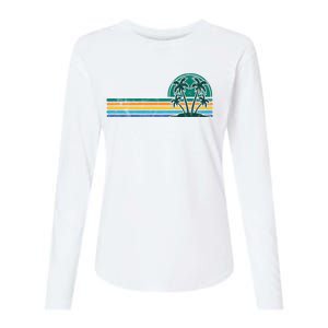 Palm Trees Retro Beach Summer Womens Cotton Relaxed Long Sleeve T-Shirt