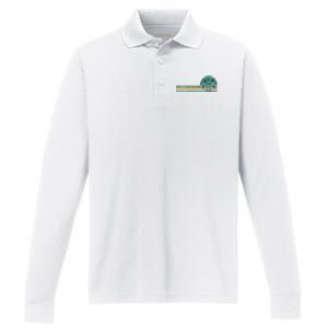 Palm Trees Retro Beach Summer Performance Long Sleeve Polo