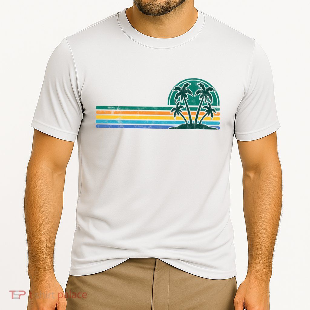 Palm Trees Retro Beach Summer Cooling Performance Crew T-Shirt