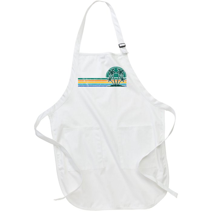 Palm Trees Retro Beach Summer Full-Length Apron With Pockets