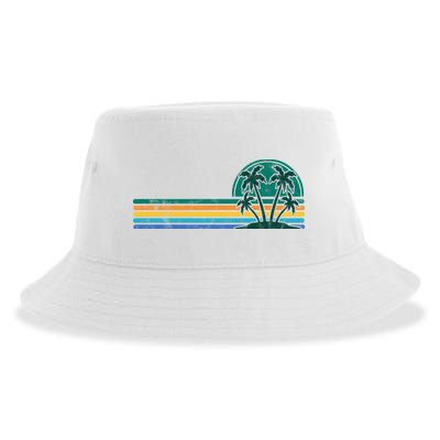 Palm Trees Retro Beach Summer Sustainable Bucket Hat