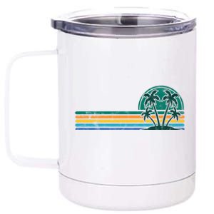 Palm Trees Retro Beach Summer 12 oz Stainless Steel Tumbler Cup