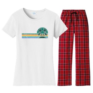 Palm Trees Retro Beach Summer Women's Flannel Pajama Set