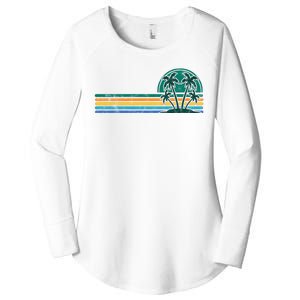 Palm Trees Retro Beach Summer Women's Perfect Tri Tunic Long Sleeve Shirt