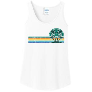 Palm Trees Retro Beach Summer Ladies Essential Tank