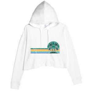 Palm Trees Retro Beach Summer Crop Fleece Hoodie