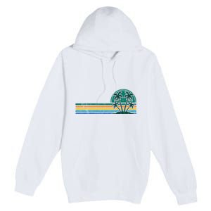 Palm Trees Retro Beach Summer Premium Pullover Hoodie