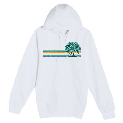 Palm Trees Retro Beach Summer Premium Pullover Hoodie