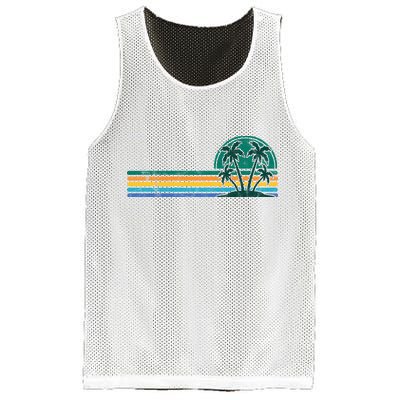 Palm Trees Retro Beach Summer Mesh Reversible Basketball Jersey Tank