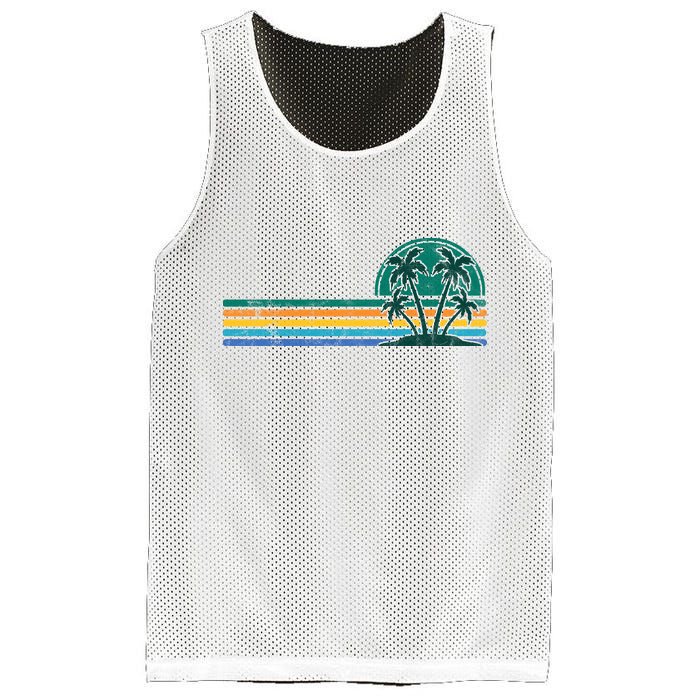 Palm Trees Retro Beach Summer Mesh Reversible Basketball Jersey Tank