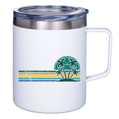 Palm Trees Retro Beach Summer 12oz Stainless Steel Coffee Mug