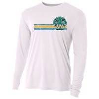 Palm Trees Retro Beach Summer Cooling Performance Long Sleeve Crew